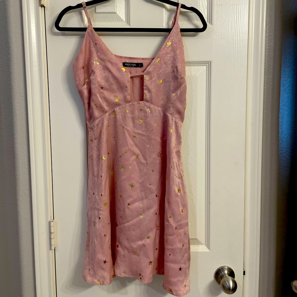 Everything must go! Nasty gal pink dress with gold stars